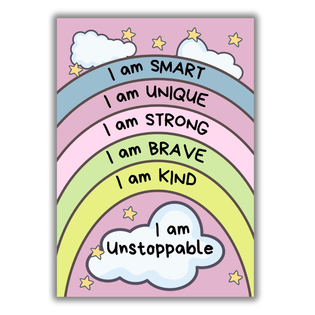 Affirmation Print For Kids Room - A4 - Positive Bedroom Wall Art for Girls or Boys