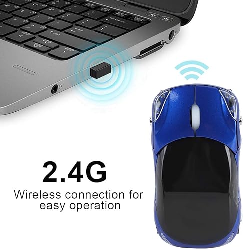 Miniatura 3 de ASHATA Ratón de coche 2.4G con receptor USB 1600DPI ratón óptico para PC, computadora portátil, tableta, mouse alto lindo para XPWin7ME2000para OS