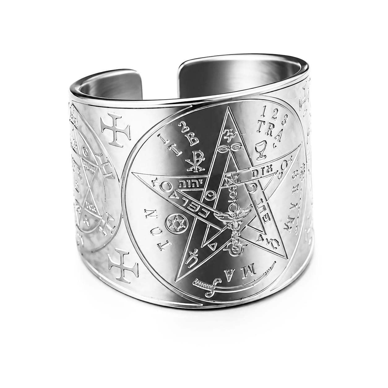 SIMBOLIKS Tetragrammaton anillo Ajustable Tetragramaton Pentáculo Pentagrama Amuleto de buena suerte anillo ajustable para hombre eficaz para combatir el mal del ojo, las envidias, entidades negativas