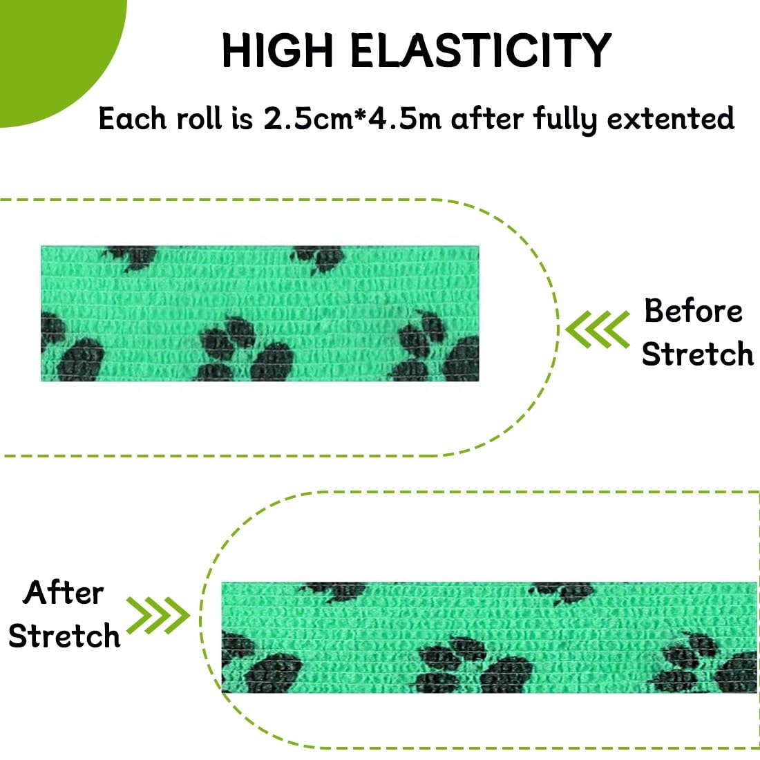12 Rotoli Pet Vet Wrap Benda Elastica Coesiva 2.5cm x4.5m Bendaggio Adesiva Autoadesiva Benda per Animali Domestici Nastro Bendaggio Sportivo Non Tessuto Fasciatura Coesive Nastro Elastico