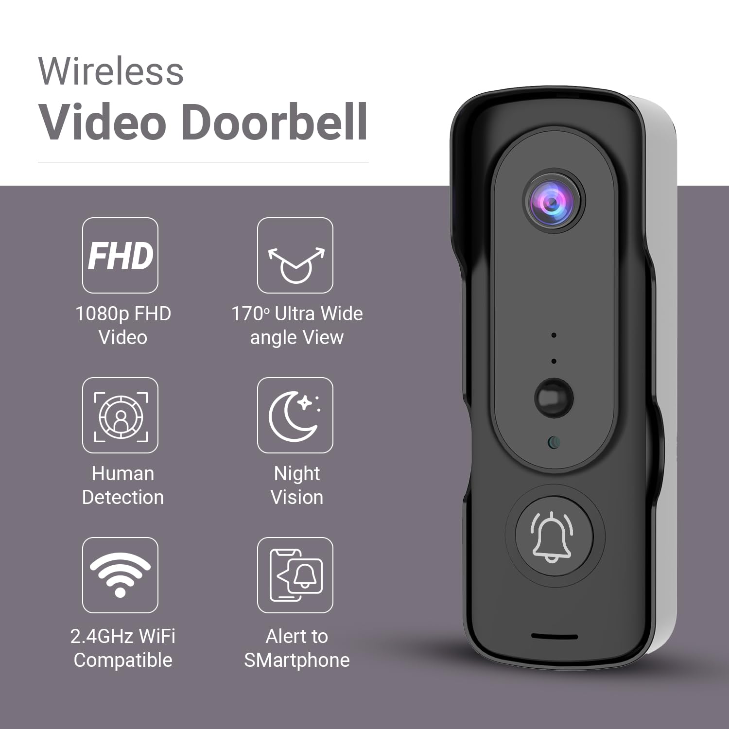 Trenzu Smart WiFi Video Doorbell - HD Drošība -2 Trenzu Smart WiFi Video Doorbell - HD Drošība -2