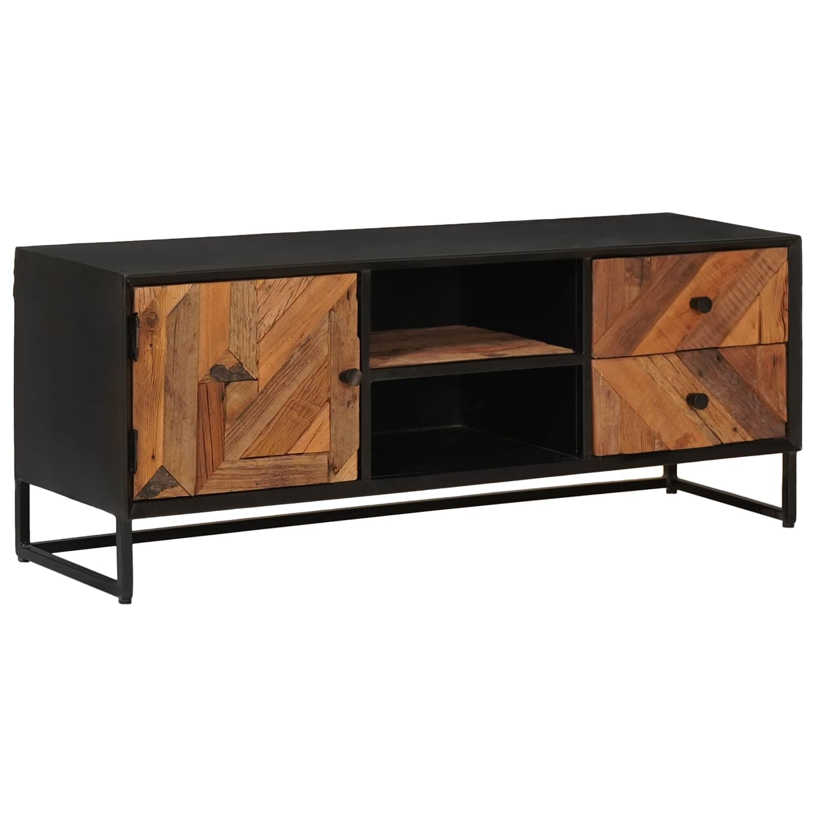 Hothingwell Mueble TV Madera Recuperada 105 cm | Con Cajón, Almacenamiento Multimedia, Estilo Moderno, Ensamblaje Fácil