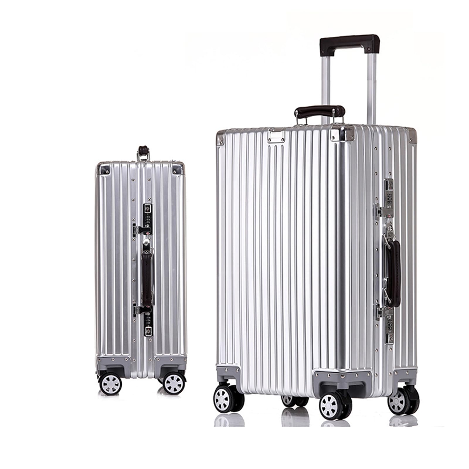 Giiyoew Silver Aluminium Suitcase Large Suitcase Cabin Suitcase Hand Luggage Suitcase With Spinner Wheels Tsa Combination Lock,,26In