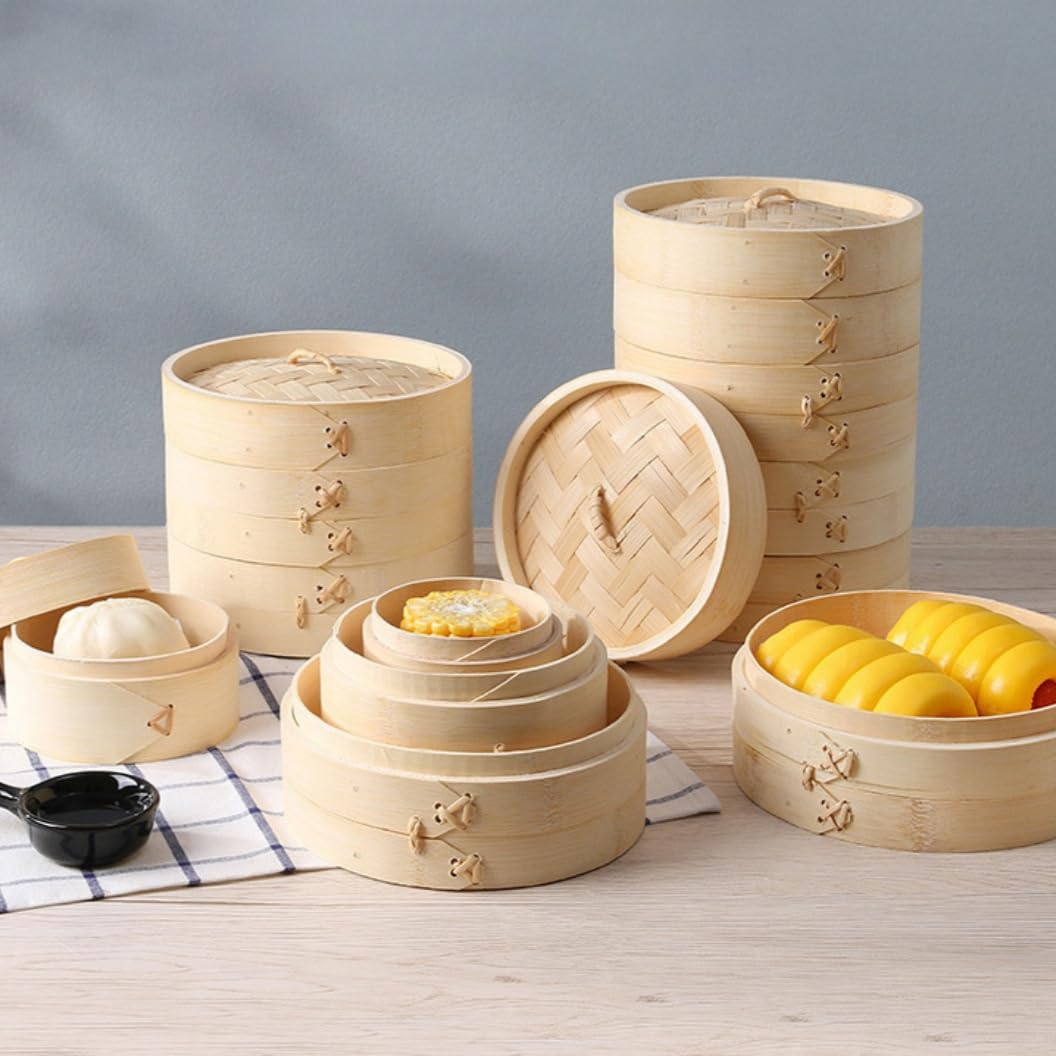 Amazon | Akasooda 蒸しセイロ 蒸籠 蒸し籠 竹木製 蒸し料理 せいろ  