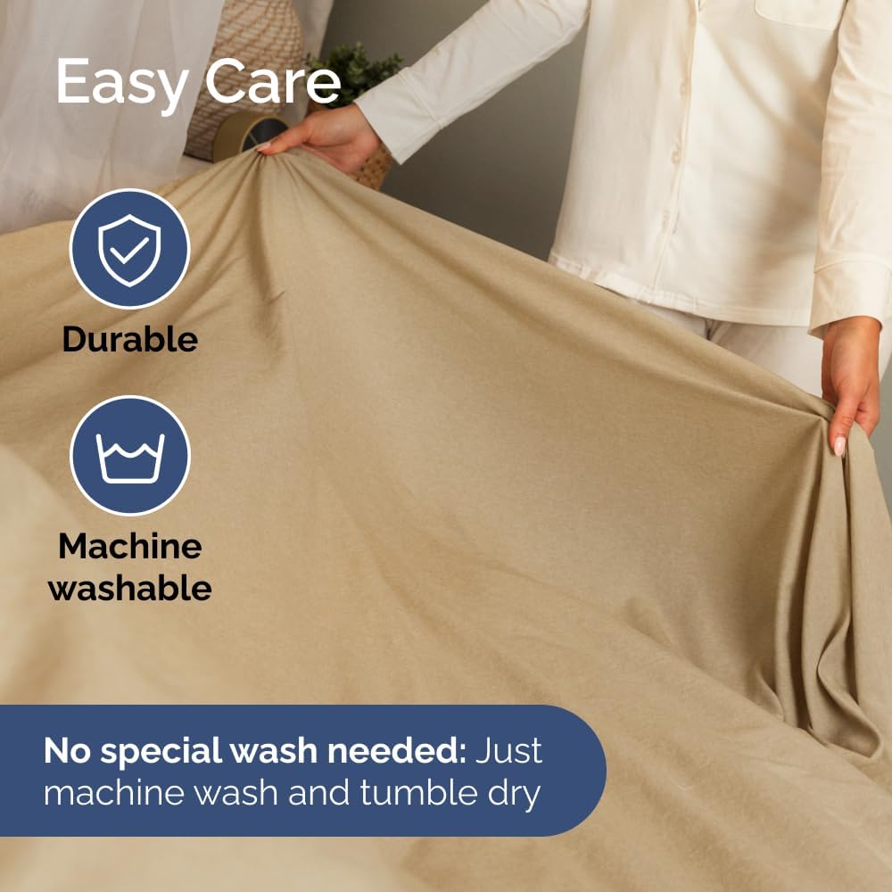 Heathered Tan 4-Piece Sheet Set & Pillowcase Bedding Bundle (Queen Size) - Complete Queen Sheet Set & 2 Pillowcases w/ Deep Pockets up to 16 inches - Hotel Luxury Quality - Soft, Breathable & Cooling