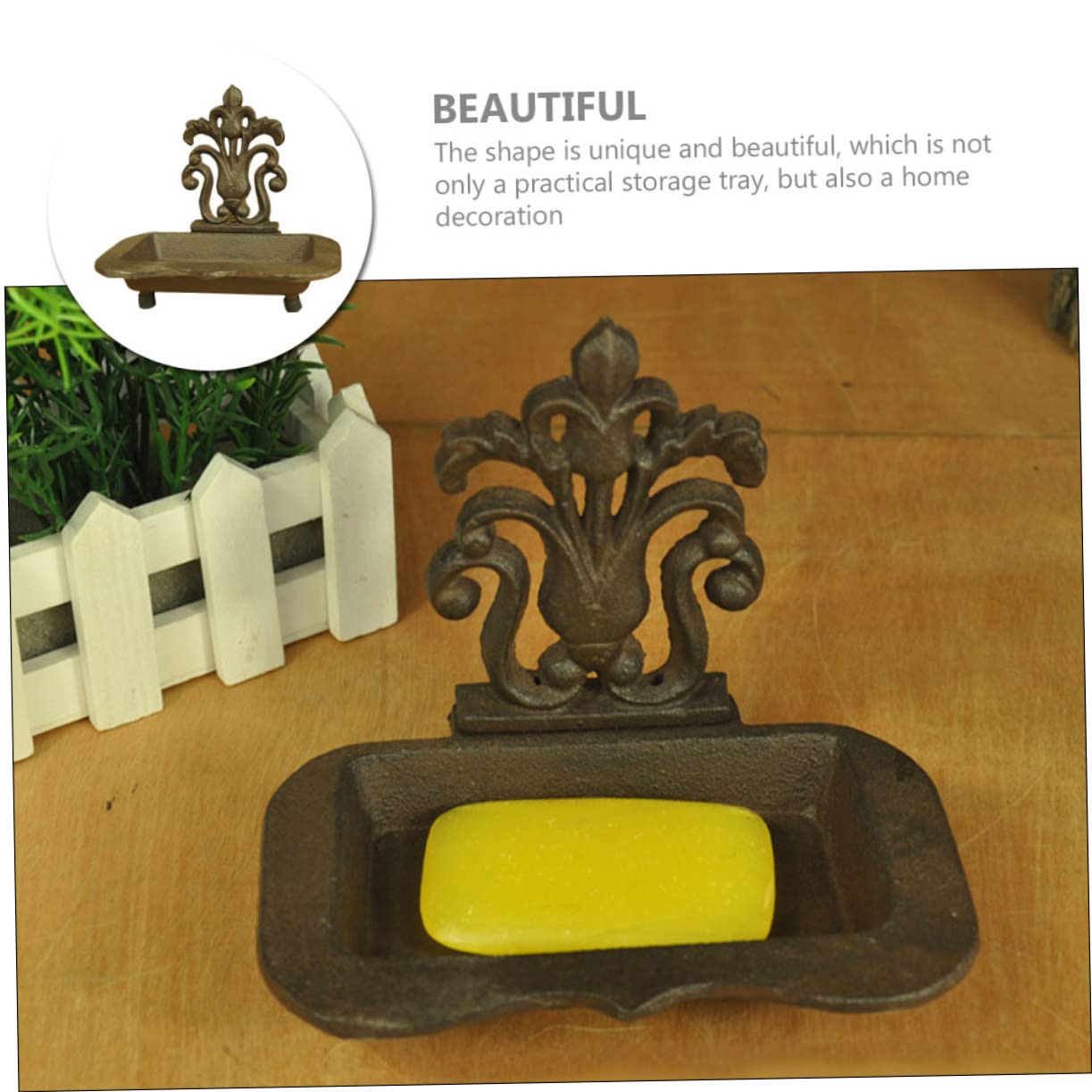 Jabonera Vintage de Hierro Dorado Escurridor y Bandeja