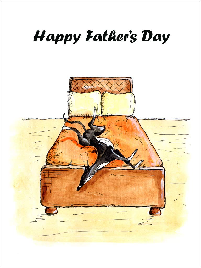 Greyhoundarts White Fathers Day Card Greyhound Whippet Lurcher Italian Dog - Custom Text