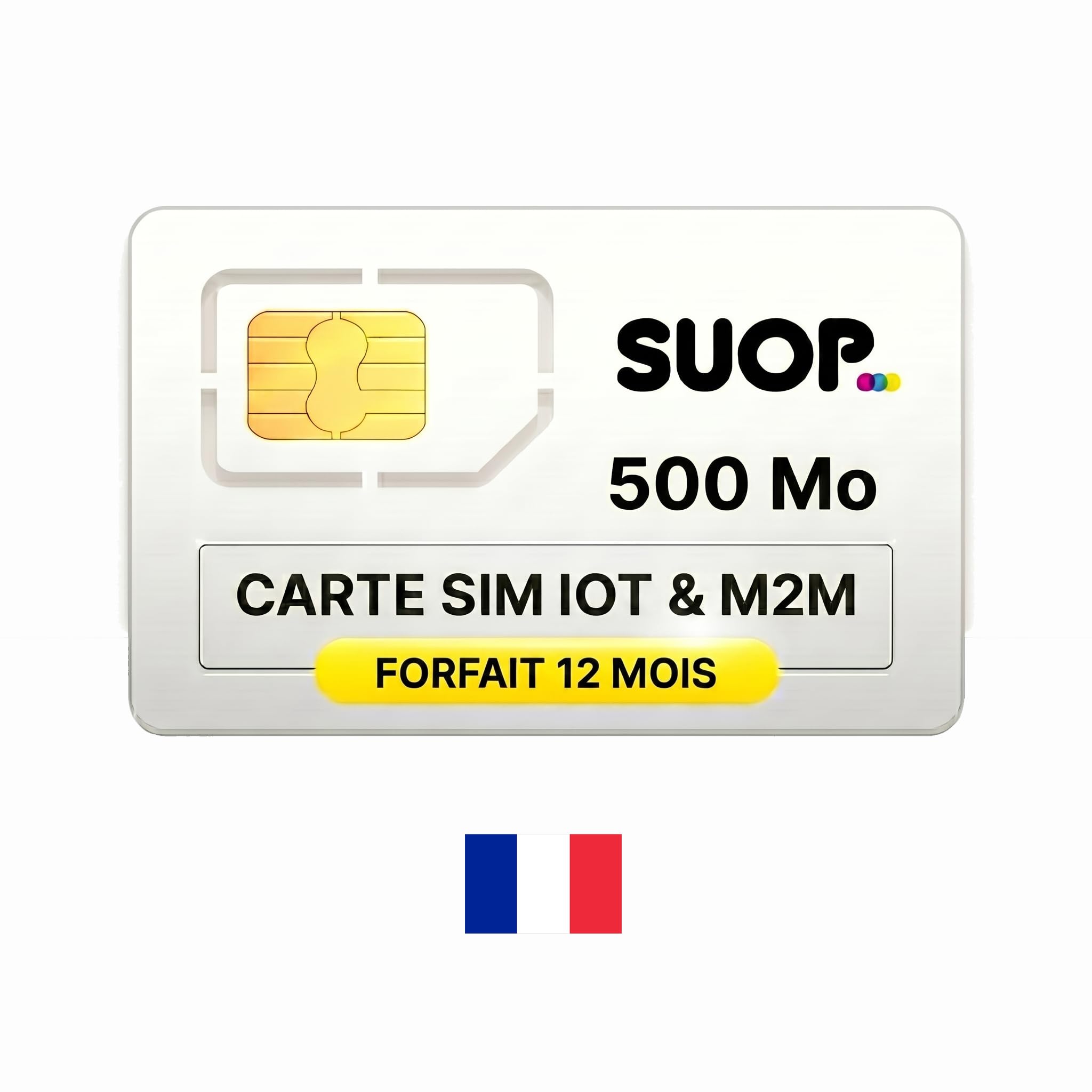 SUOP Carte SIM IoT & M2M | Forfait 12 Mois (500 Mo/Mois) | Prépayé avec paiement Unique annuel. sans Frais mensuels | Couverture européenne 4G multiopérateur | Alarmes, GPS et appareils connectés