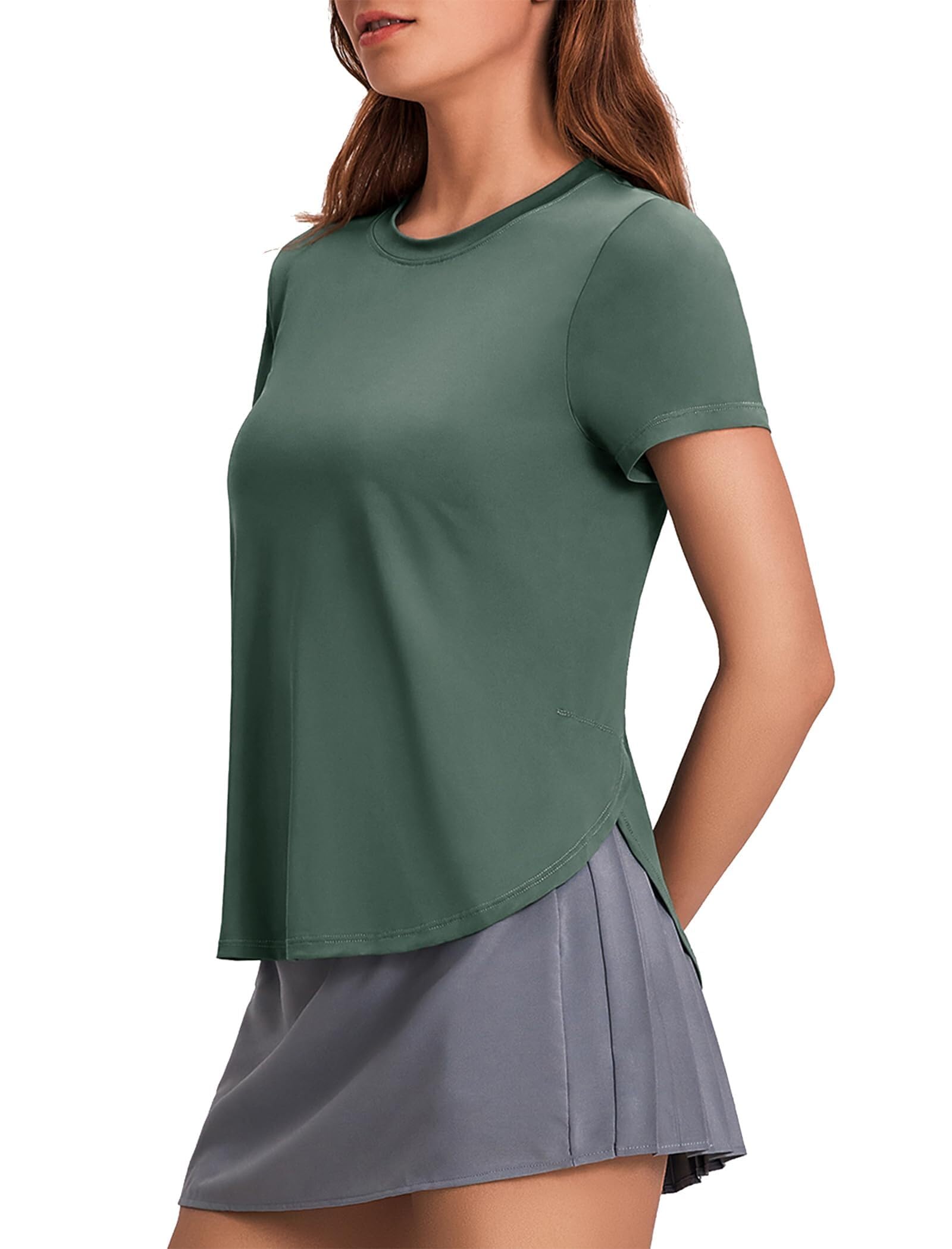 PINSPARK Sportshirt Damen Kurzarm Sport T-Shirt UPF 50+ Sonnenschutz Shirt Schnelltrocknend UV Shirt Laufshirt Seite Split Funktionsshirt Fitness Sport Oberteile