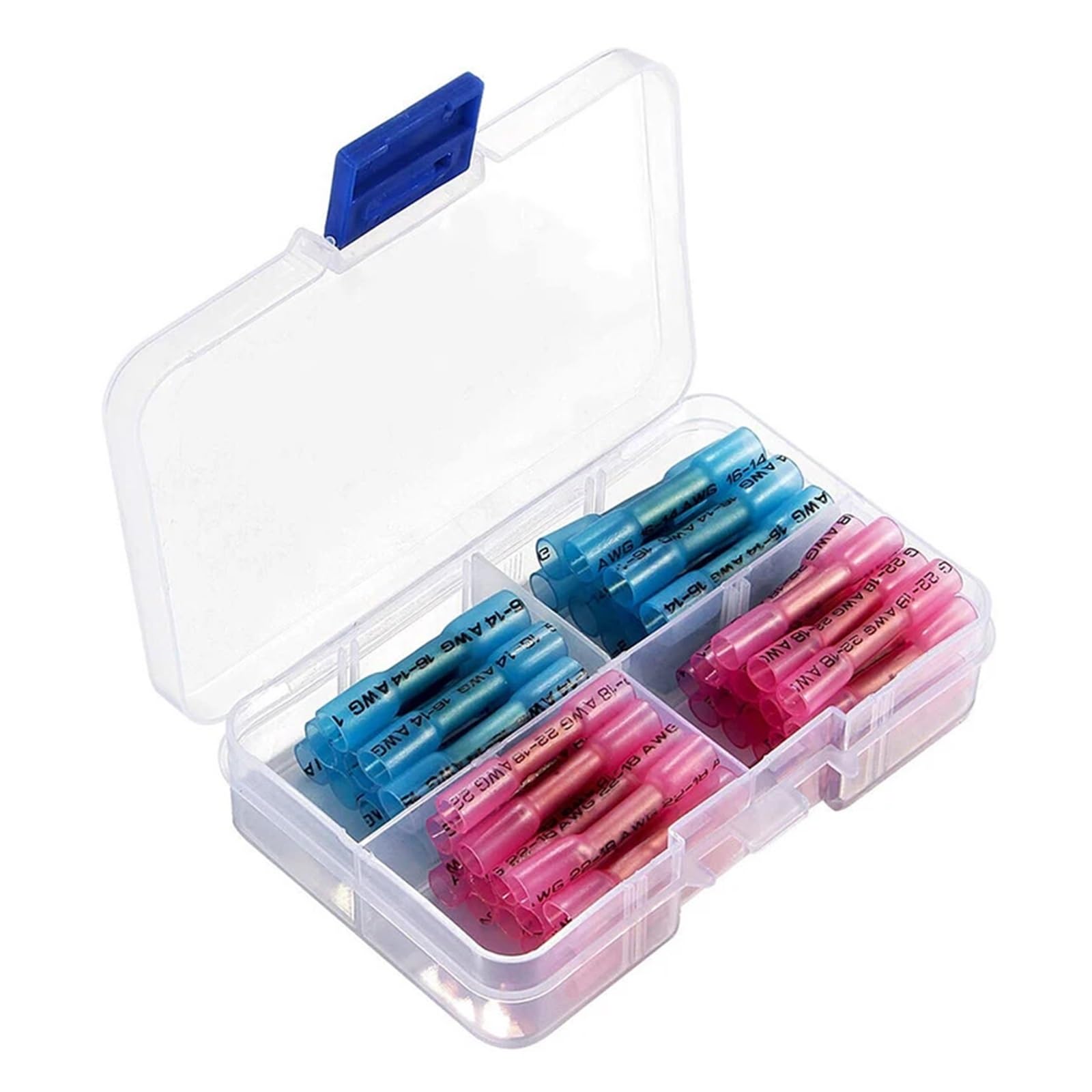 50 connettori termorestringenti per cavi auto, terminali a crimpare, 18-22 AWG e 16-14 AWG.