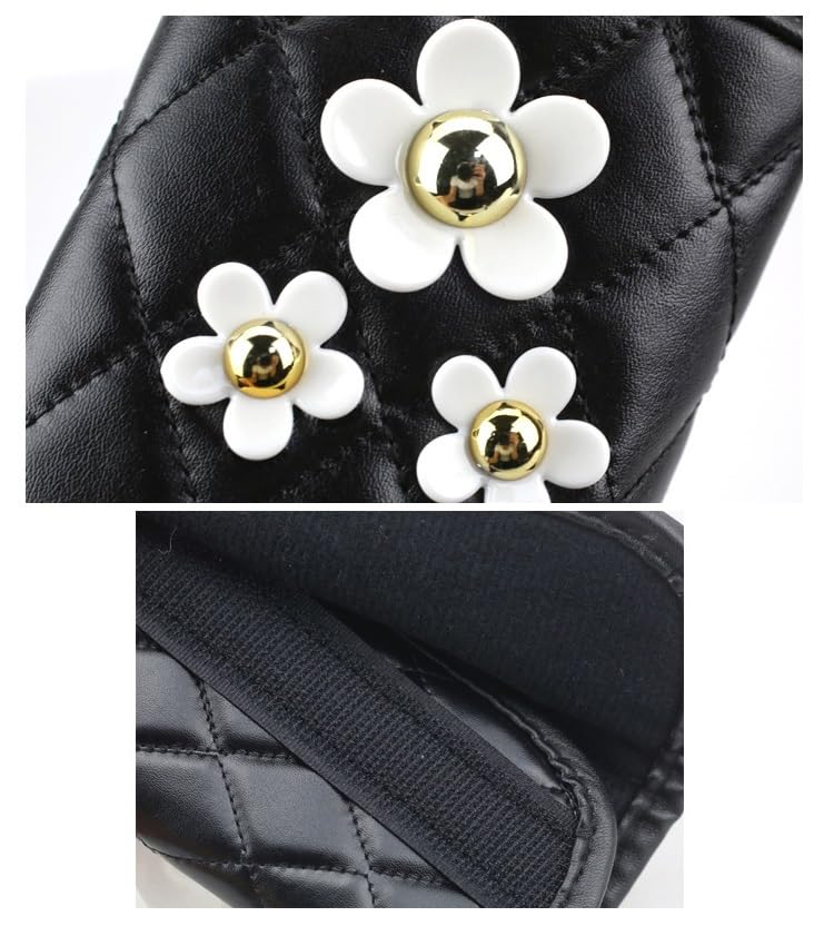 Housses De Ceinture De Sécurité 2 Pièces - Motif Marguerite Noire, 11cm, Polyester/néoprène, Confortables