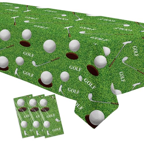 Image of Golf Party Decorations Tablecloth, 3Pcs Disposable Golf Birthday Party Tablecover Supplies, Golf Table Decorations for Golf Lover Baby Shower 1st 2nd Birthday, 55in x 86in
