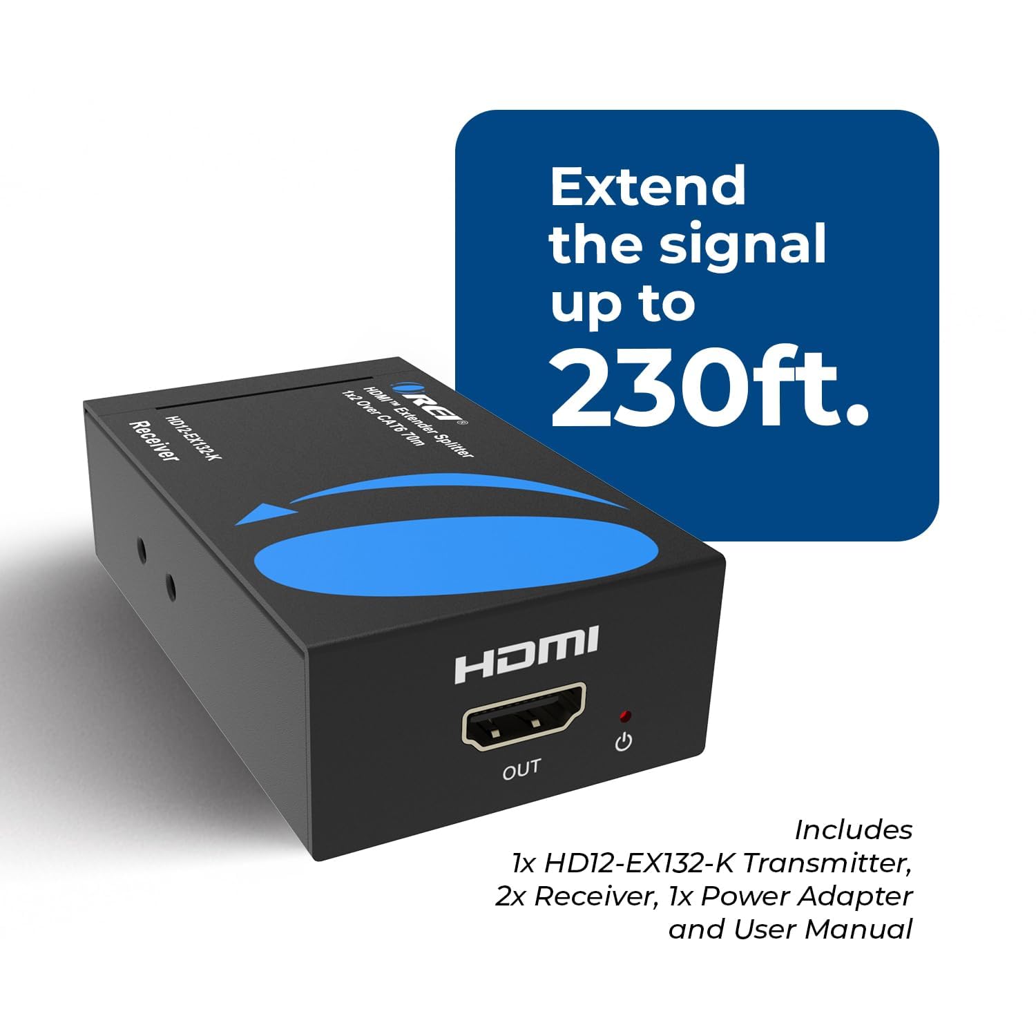 OREI 1x2 HDMI Extender Splitter su singolo cavo CAT6/7 non compresso 1080P con EDID - fino a 132 m - Loop Out - bassa latenza - 1 ingresso 2 uscite 2 canali di trasmissione
