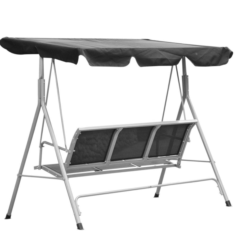 BAKAJI Dondolo da Giardino a 3 Posti Struttura in Metallo Tubolare e Rivestimento in Tessuto Poliestere Dimensione 175x115x155 cm Colore Grigio Cenere
