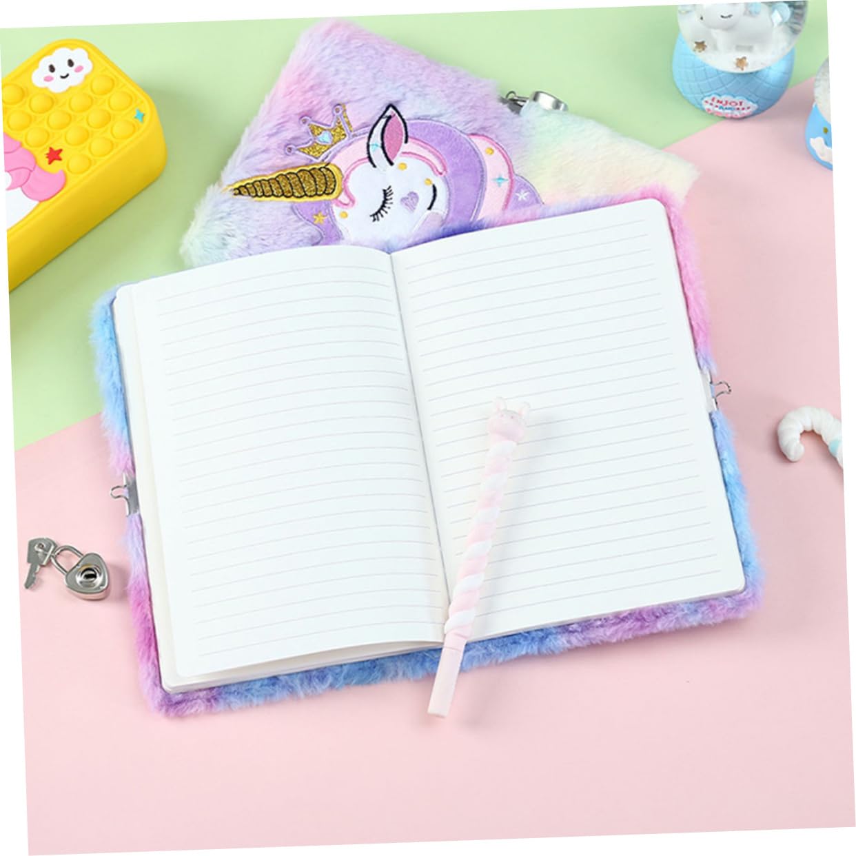 2pezzi Quaderno Di Peluche Diario Con Copertina Di Peluche Quaderno Fumetti Morbido Accessorio Per Ragazza Compatto