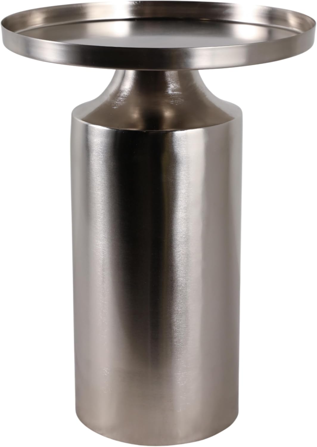 Minimalist Metal Accent End Table for Home Decor - Modern Cylindrical Narrow End Table for Functional Living Room Styling - 19", Silver