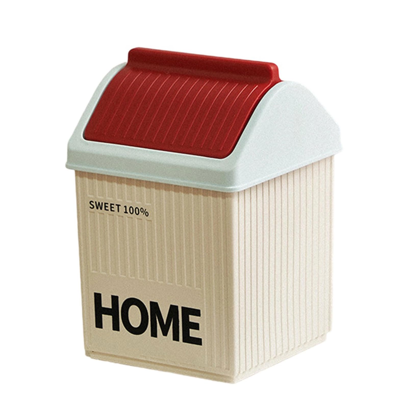 Buxuaaaa Compact Small Trash Can with Lid for Desk Bathroom Small Space PP Waste Bin Decorative Family Bathroom Bin