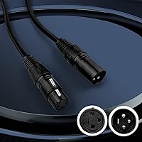 Vista 5 de Cable DMX de 6.5 pies, paquete de 10 cables flexibles XLR macho a hembra de 3 pines para señal de iluminación de escenario, conexión XLR, cable