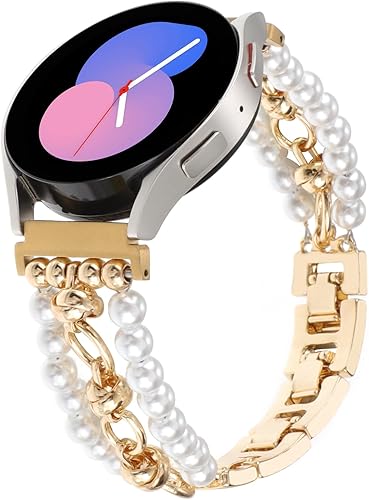 Miniatura 8 de REALSIGN Correa de reloj con cuentas de perlas de 0.787 in compatible con Samsung Galaxy Watch 6 5 4 401.732 in, Watch 4 Classic 421.811 in, Watch 3