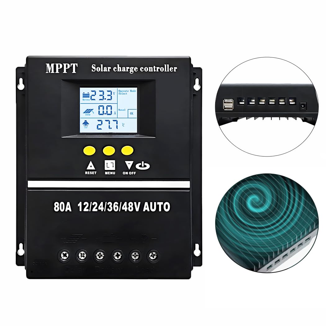 Y&H PWM 80A Regolatore di carica solare 12V 24V 36V 48V display LCD MPPT regolatore intelligente max 100V ingresso Dual USB per piombo-acido/litio