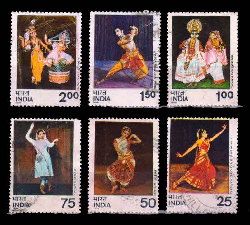 ISC~ India 1975 - Indian Dances, Set of 6, Used Stamps, S.G. 779-784 - All Genuine Postage Stamps ~ STAMPEX-image-40