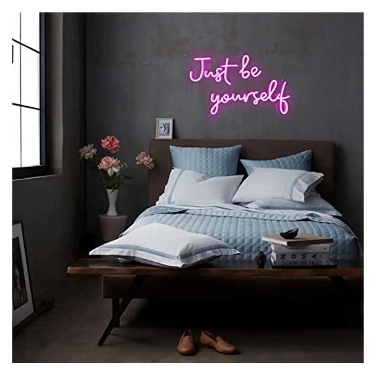 Segno di luce al neon Insegne al neon "Just Be Yourself" Lampada luminosa a LED per feste in acrilico, decorazione murale occidentale