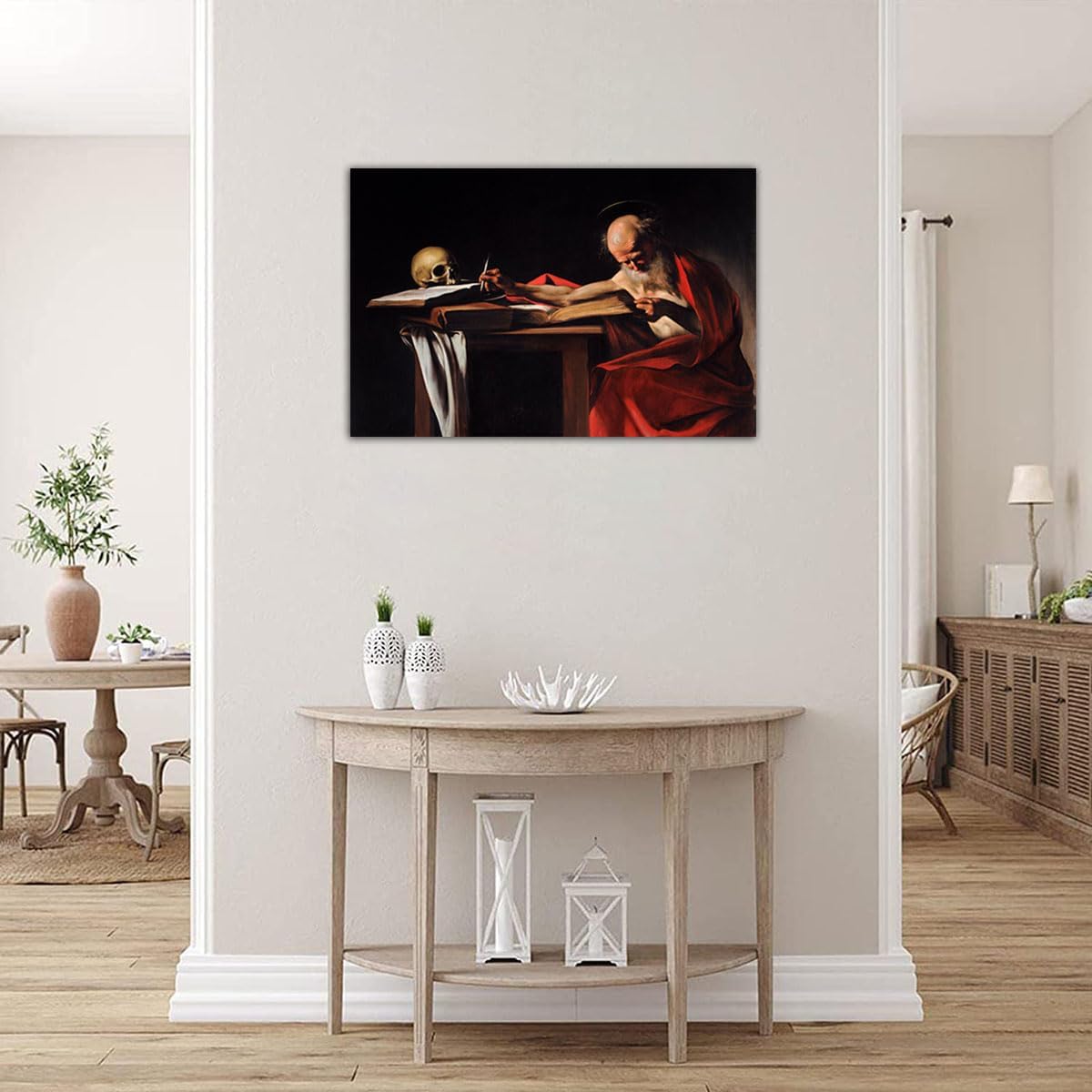 Caravaggio Canvas Wall Art Saint Jerome Writing Poster Print Canvas Art Painting Modern Home Living Room Decor Painting Picture (16x24inch(40x60cm),No Framed)
