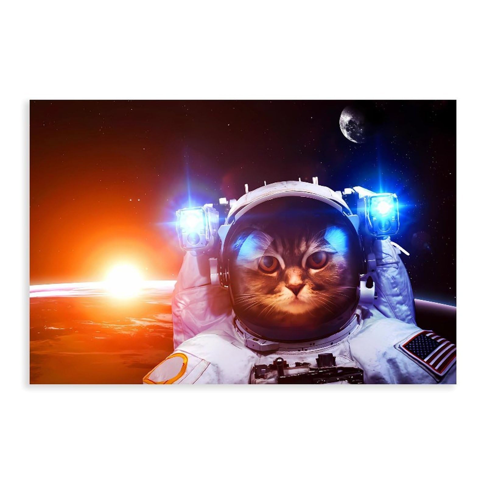 Qnvjqkdsi Unframe Cat Astronaut Art Canvas Poster Bedroom Decor Landscape Office Room Decor Gift 24" L X 36" W