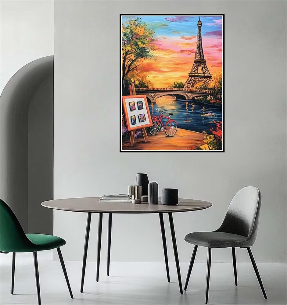 Pintar por Numeros Torre Eiffel, DIY Pintar por Numeros Adultos Puente 60x90 cm, Cuadros para Pintar por Numeros con Pinceles y Pinturas Acrílicas para Decoración de Pared Hogar (Sin Marco) -YH1071