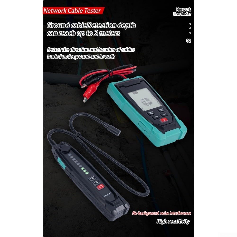 Detector de cables, localizador de cable analógico digital dual, rastreo de cables enterrados de 2 m de profundidad con sensibilidad ajustable para renovación y mantenimiento de circuitos