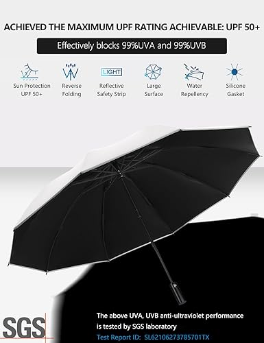 Miniatura 2 de XIXVON Umbrella Pro Protección UV UPF 50+ 99%, tira de seguridad reflectante, resistente al viento, portátil de viaje, automático, paraguas