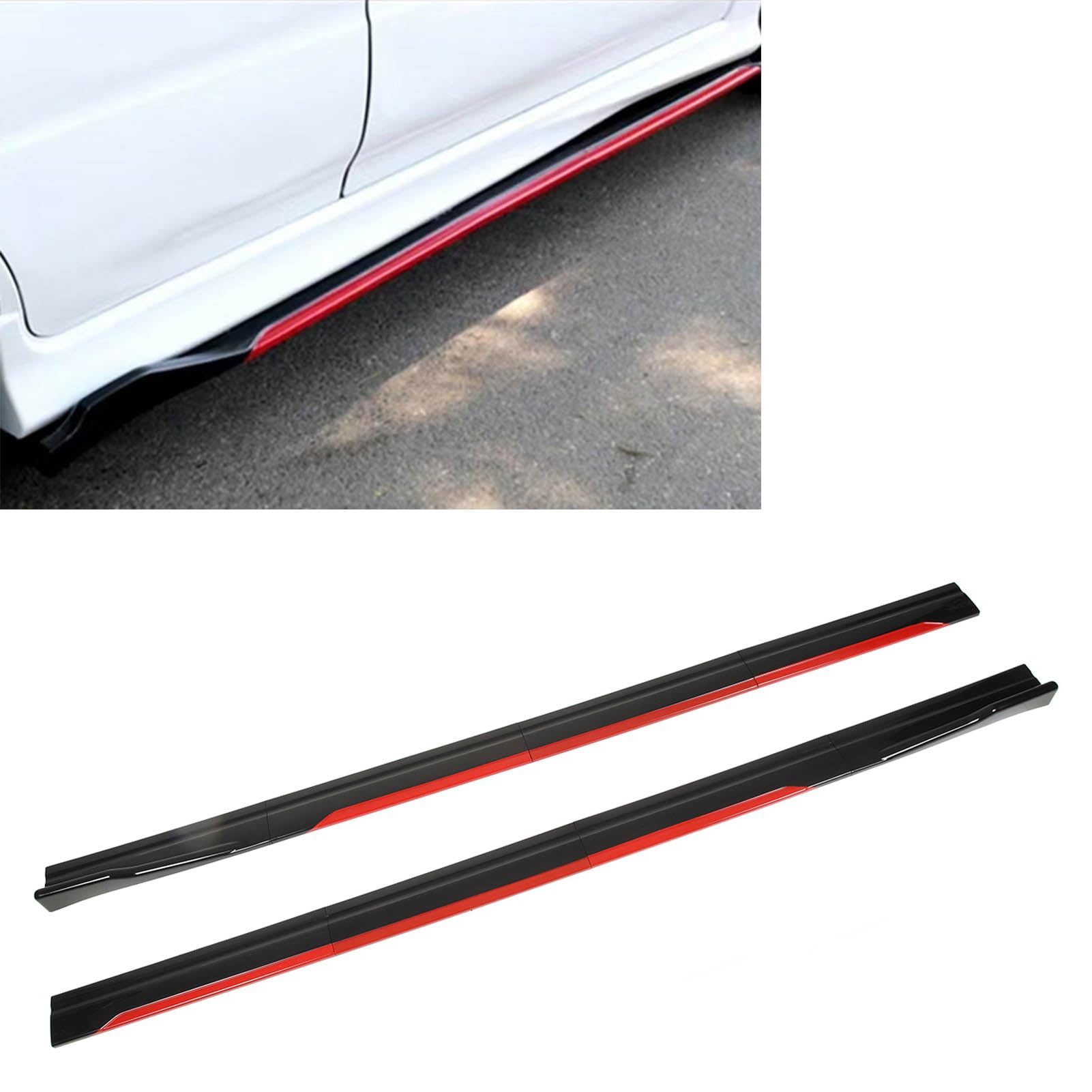Pilipane Minigonne Laterali per Auto in Stile Sportivo, Miglioramenti Aerodinamici E 8 Pezzi Universali con Finiture in Nero Rosso Brillante, Alette Diffusore, Accessori Esterni per Auto
