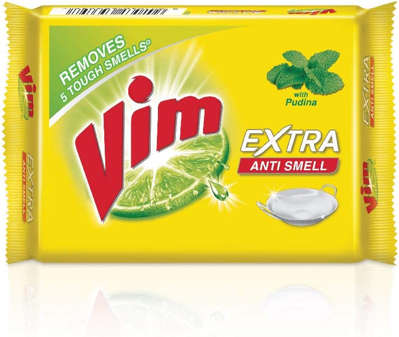 Vim Dishwash Anti Smell Bar, Pudina, Removes Tough Food Smells From Utensils 250 g