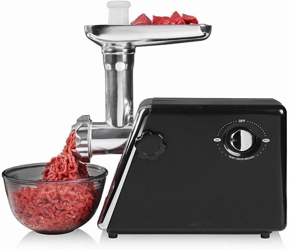 ROYALTY LINE Robot Hachoir à Viande Électrique RLMG5-BLK Lames Inox 3 Grilles Noir