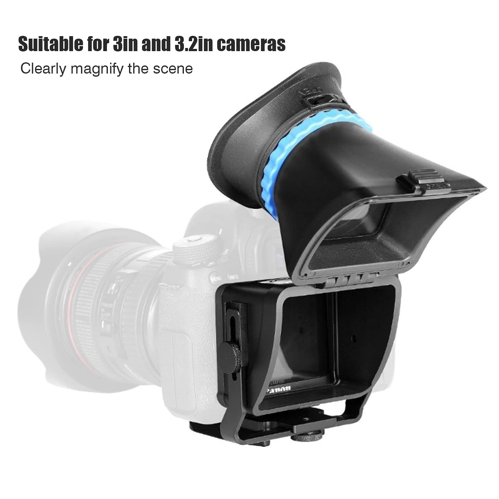 Viseur de Caméra à Grossissement 3,0X, Loupe de Viseur de Caméra Vidéo à écran LCD en Caoutchouc Souple pour Appareils Photo Reflex Numériques à écran 3 Pouces et 3,2 Pouces, avec