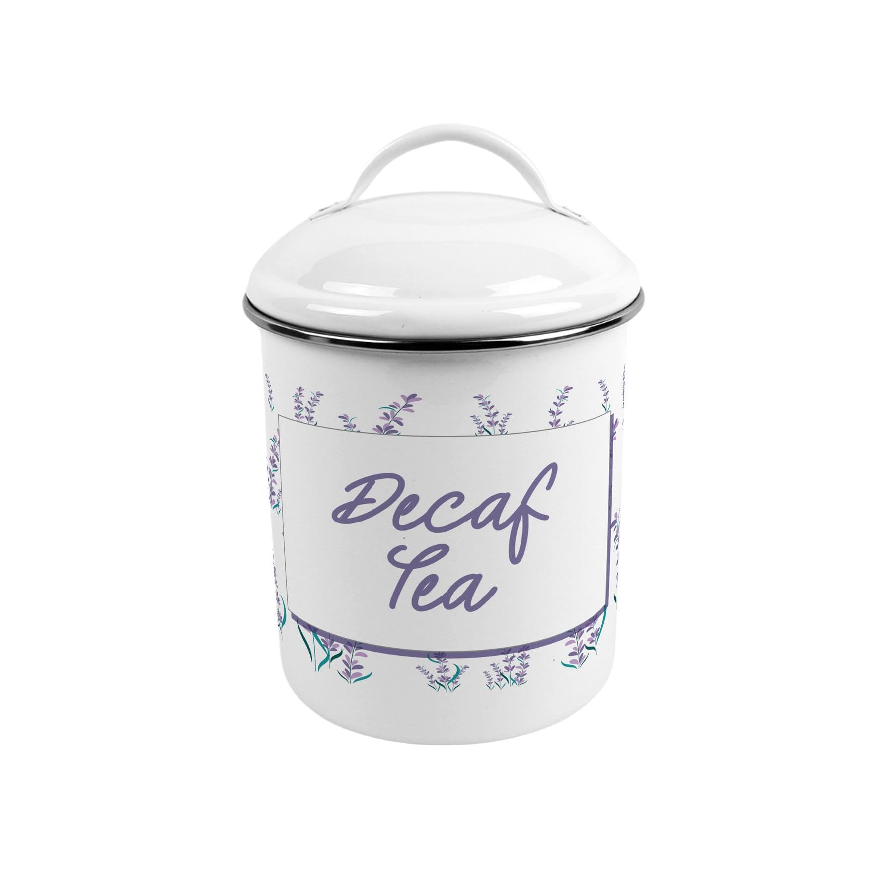 Lavender Garden Metal Decaf Tea Canister - Stylish Kitchen Jar/Caddy Gift