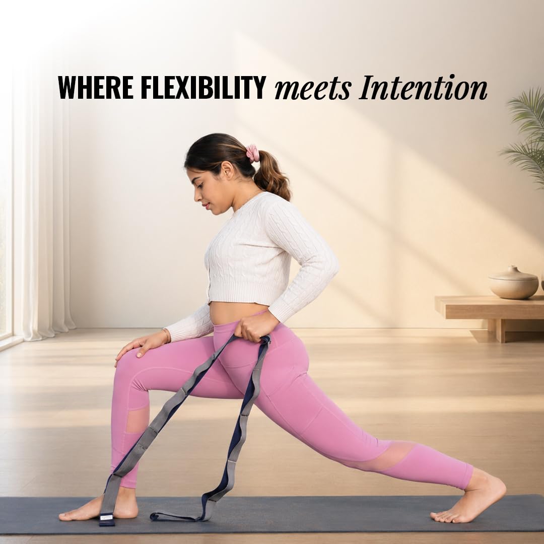 WiseLife 11 Loop Yoga Belt for Men & Women | Multi Functional Non Slip, Lightweight Loop Stretchable Belt for Yoga, Pilates, Gymnastics, Dance & Flexibility, Home Fitness & Therapy | Yoga Props 4