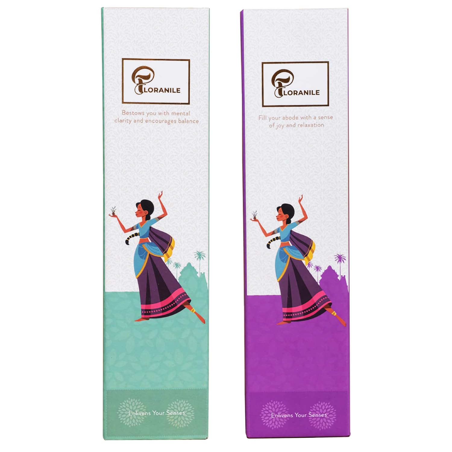 Floranile Incense Sticks (Eucalyptus + Patchouli) (Pack of 2), Hand-Rolled, Zero Black Smoke, Charcoal Free, Organic Agarbatti, Perfect for Adding a Decorative Touch to Room's Decor (70 Sticks)
