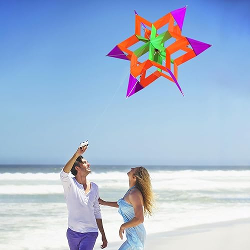 Miniatura 2 de Hengda Kite - Nueva versión de 42 pulgadas tan hermosa cometa de flor de loto 3D para niños y adultos, fácil de transportar con línea de vuelo