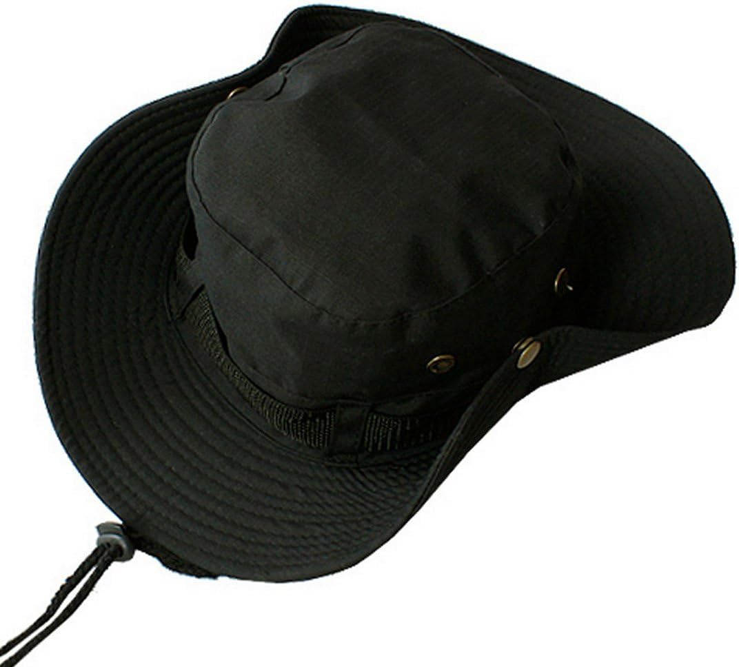 CY Outdoor Sun Cap Reversible Camouflage Bucket Boonie Bush Hat Black, Dark Black, 7 1/4