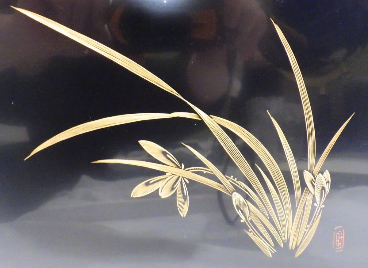 Amazon.co.jp: 10240ーA 輪島塗 お盆 盆 蒔絵 漆器 花 石川県 能登 