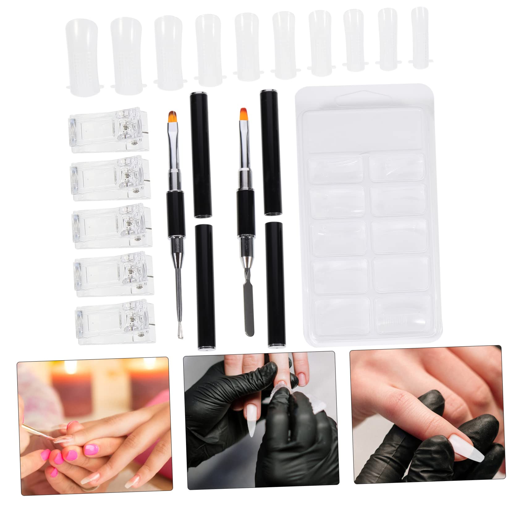 VICASKY Nail Art Diy Accessory Set Manicure Extension Patches Clips Pens 107 Piece Kit for Salon or Home Use