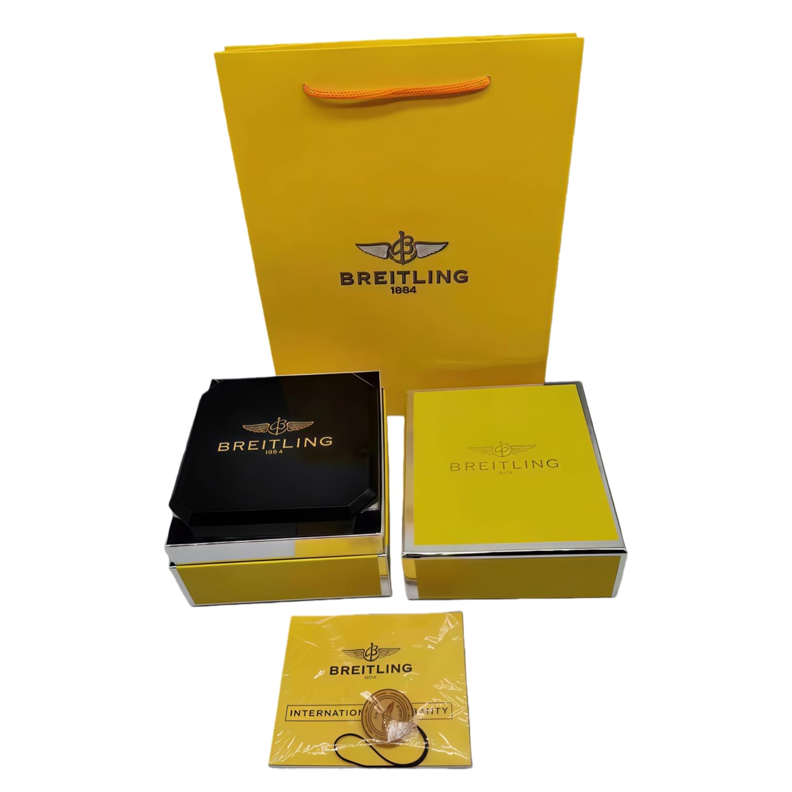 Caja Reloj Único Universal Exterior Negro Alto Brillo Set Caja Amarilla Protector Almacenamiento para Breitling