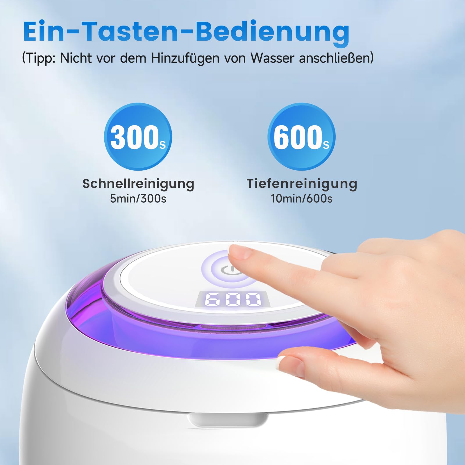 SEANCHEER Ultraschallreinigungsgerät 48000Hz Ultraschallreiniger 180ML | Ultrasonic Cleaner mit UV Lampe Ultraschallbad für | Zahnersatz | Retainer | Aligner | Prothesen | Zahnschiene | (Weiß)