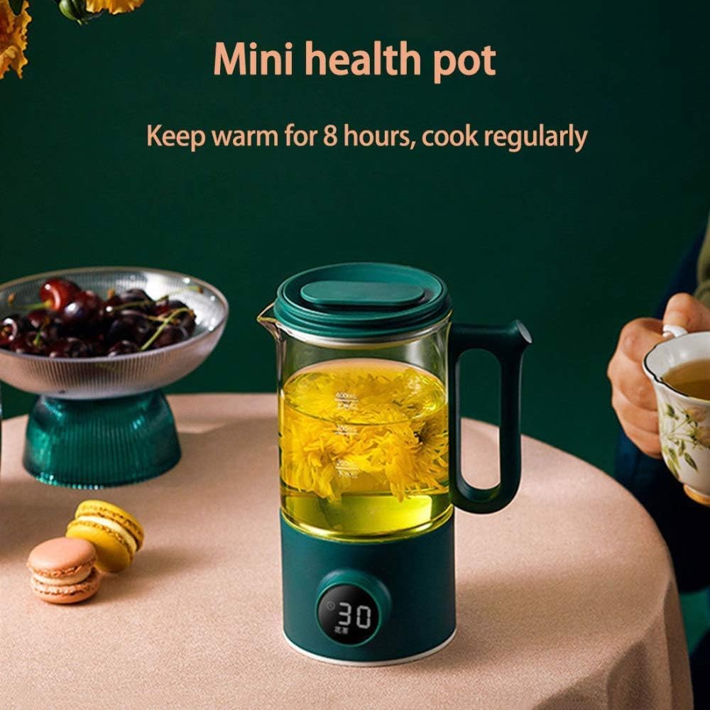 Hervidores, Hervidor eléctrico Tetera de vidrio de 0,4 L con preajustes variables, Tetera de un toque, 500 W, Infusor de té y parte inferior, Apagado automático y protección de ebullición en seco, Sin