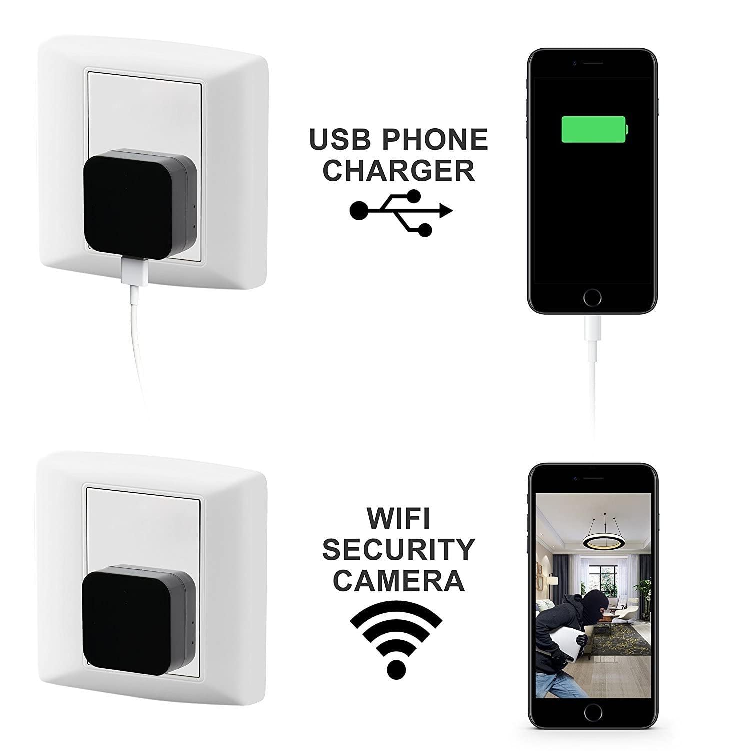 MAYUMI Night Vision, USB Plug Cams Adapter Camera Motion Detection | WiFi Camera HD 1080P Security Cameras from Anywhere Big Charger Camera 4