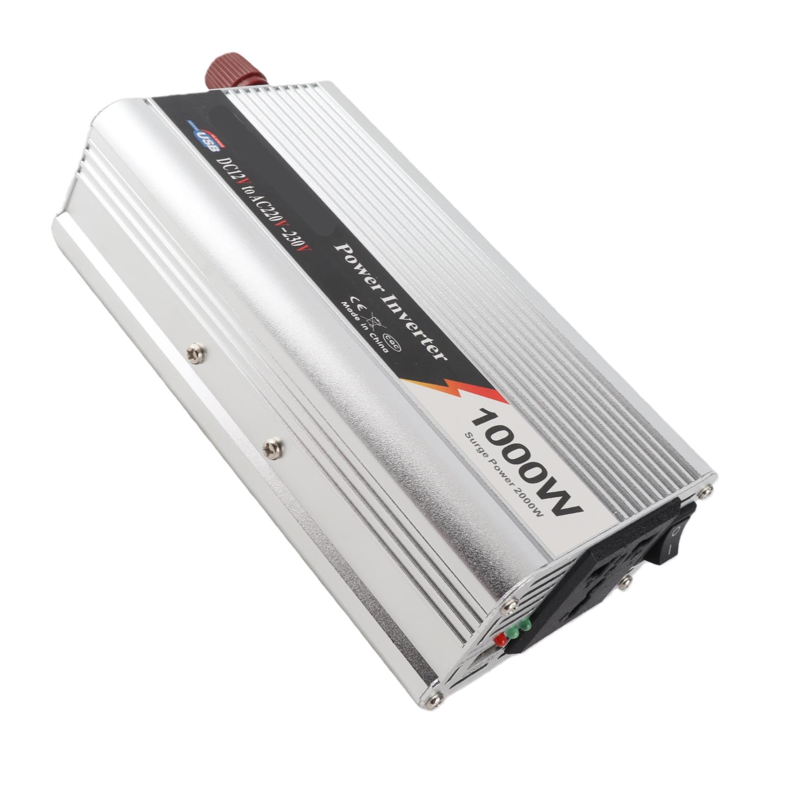 Fabater Przetwornica Mocy, 1000 W, Ciągła, 2000 W, Szczytowa, Cichy Wentylator Chłodzący, Falownik Samochodowy, Falownik Pojazdu z Portem USB do Samochodu Ciężarowego RV