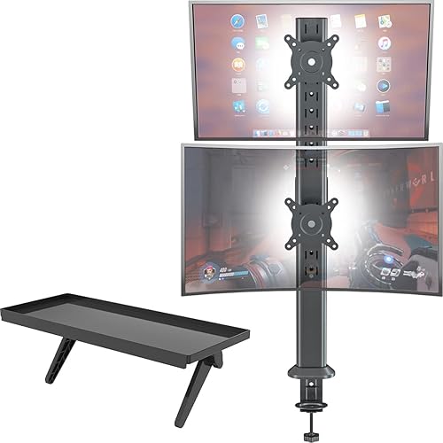 HEMUDU Soporte de brazo articulado para escritorio de doble monitor, pantalla apilable vertical admite dos soportes de montaje de TV de 13 a 34