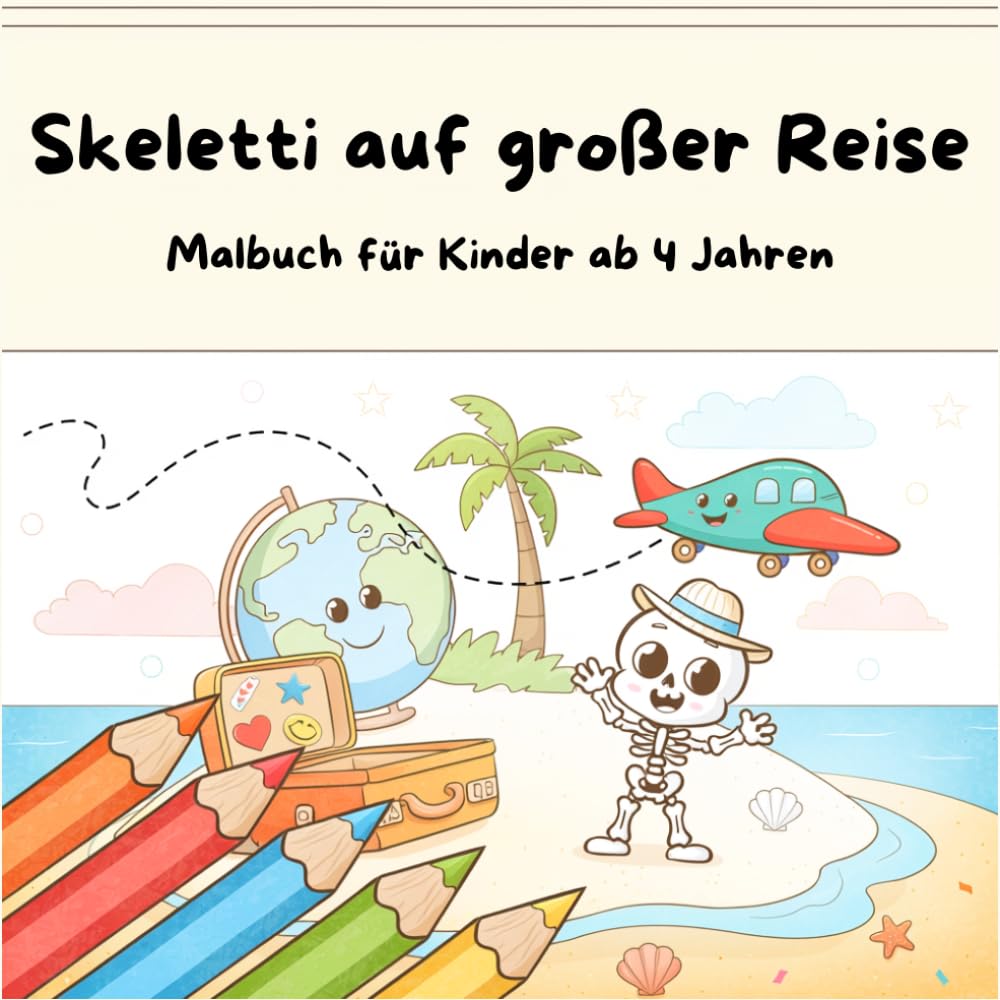 Skeletti auf großer Reise: Malbuch für Kinder ab 4 Jahren