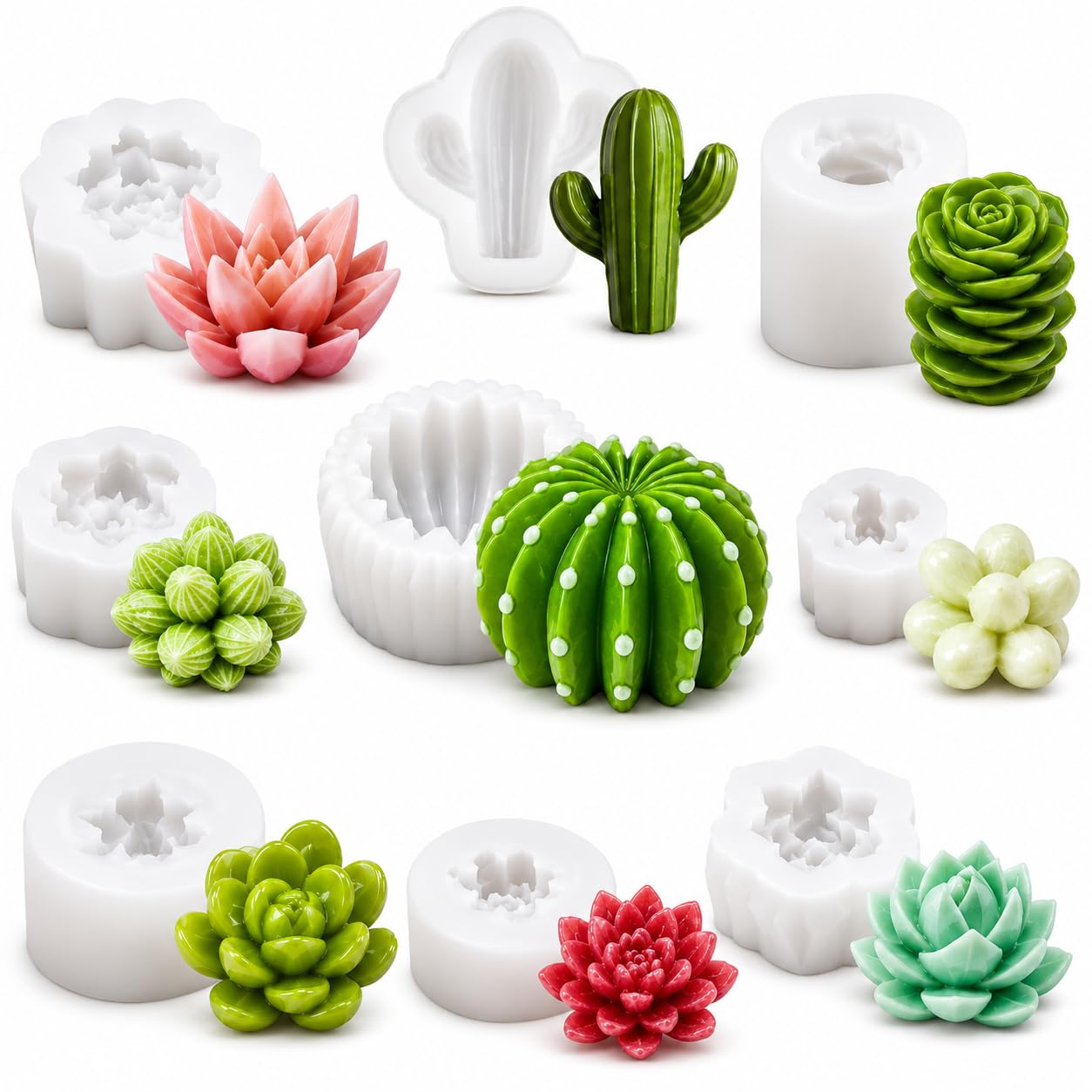 IGNIQUE 9-Piece Succulent Silicone Mould Set | 3D Cactus & Flower Candle Wax Molds for Candle Making, Soap Making, Resin, Clay, Plaster Casting, DIY Crafts & Home Decor | Pack of 9-image-30